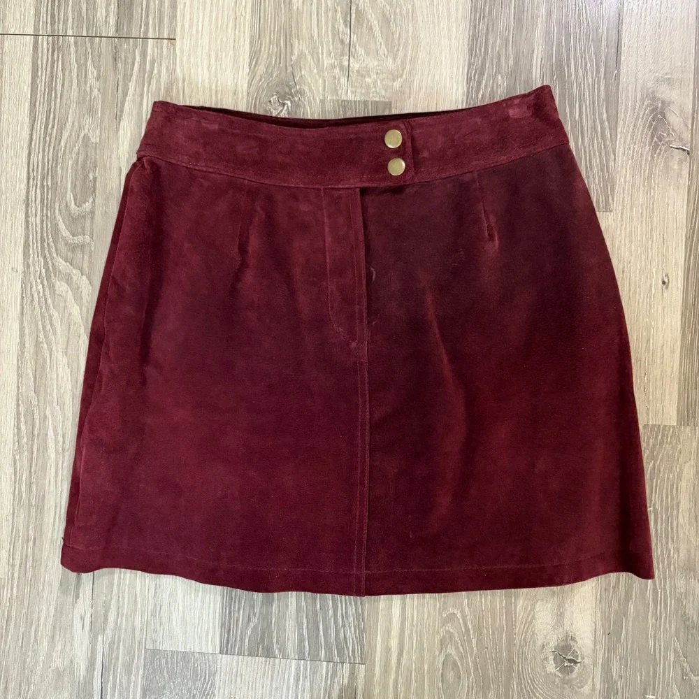 Vintage 90s Wilsons Leather Maxima Burgundy Suede Jacket (Sz M) & Skirt (Sz‎ 6)